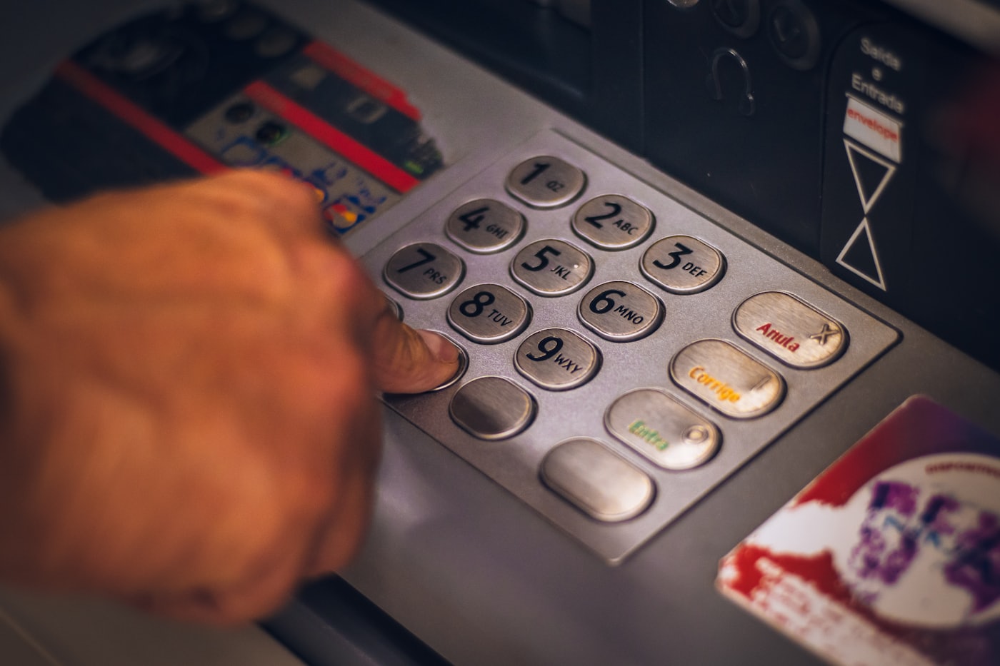 An ATM keypad at night